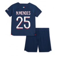 Dres Paris Saint-Germain Nuno Mendes #25 Domáci pre deti 2023-24 Krátky Rukáv (+ trenírky)